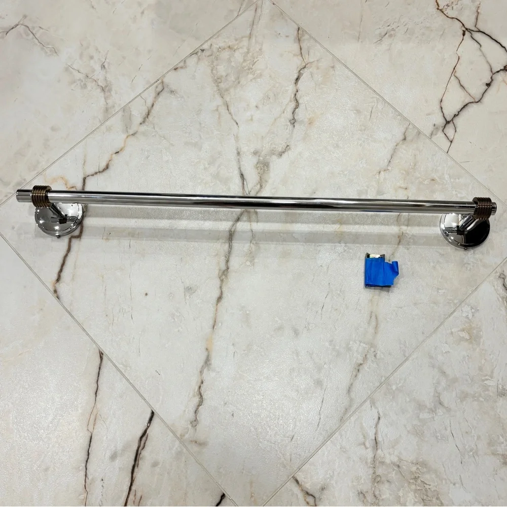 Gatco Design 24” Chrome Wall-Mount Towel Bar Silver w/ Gold Accent